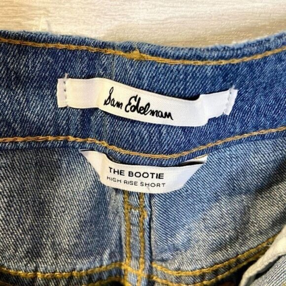 Sam Edelman Denim High Rise Shorts Women's Frayed Raw Hem Casual Jeans Shorts - Picture 6 of 11